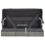 szürke polyrattan kerti napozóágy tetővel