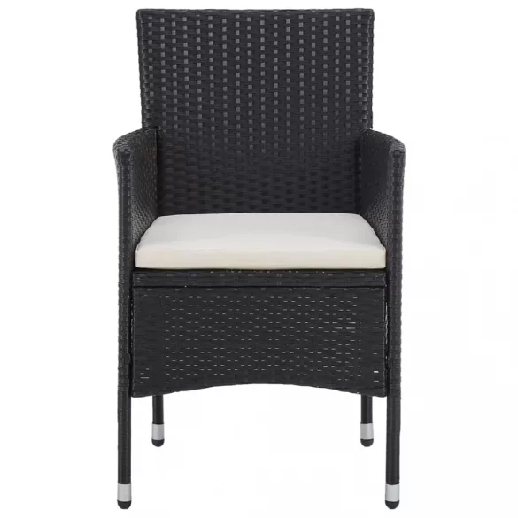 2 db fekete polyrattan kerti szék