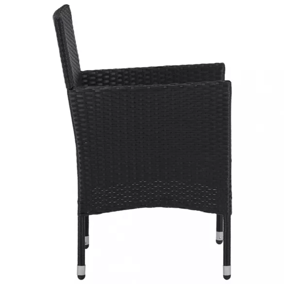 2 db fekete polyrattan kerti szék