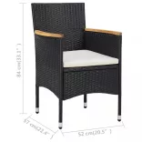 2 db fekete kerti polyrattan étkezőszék