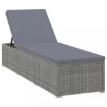 szürke polyrattan napozóágy párnával