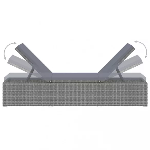 szürke polyrattan napozóágy párnával