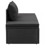 fekete polyrattan napozóágy párnákkal