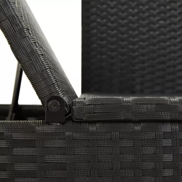 fekete polyrattan napozóágy párnákkal