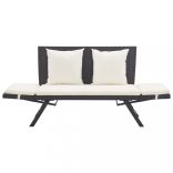 fekete polyrattan kerti pad párnákkal 176 cm