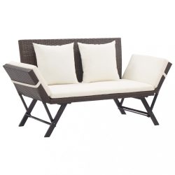 barna polyrattan kerti pad párnákkal 176 cm