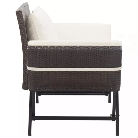 barna polyrattan kerti pad párnákkal 176 cm