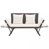 barna polyrattan kerti pad párnákkal 176 cm