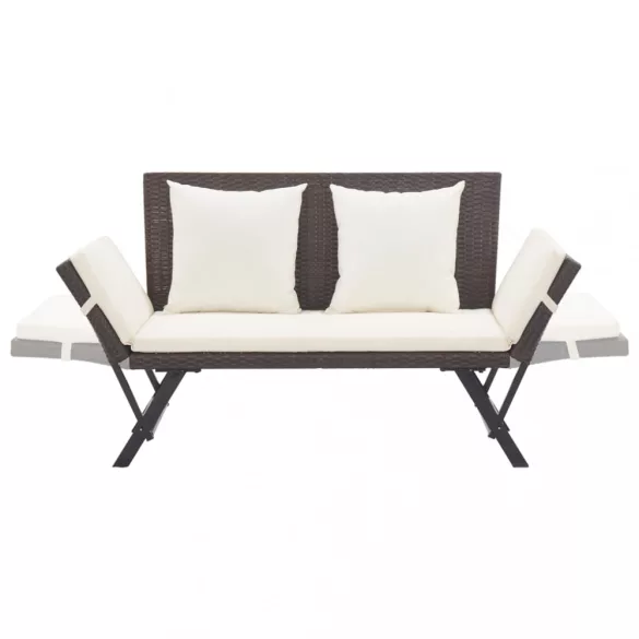 barna polyrattan kerti pad párnákkal 176 cm