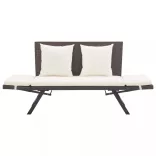 barna polyrattan kerti pad párnákkal 176 cm
