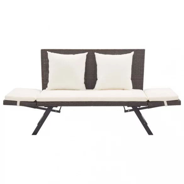 barna polyrattan kerti pad párnákkal 176 cm