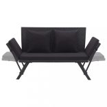 fekete polyrattan kerti pad párnákkal 176 cm