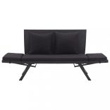 fekete polyrattan kerti pad párnákkal 176 cm