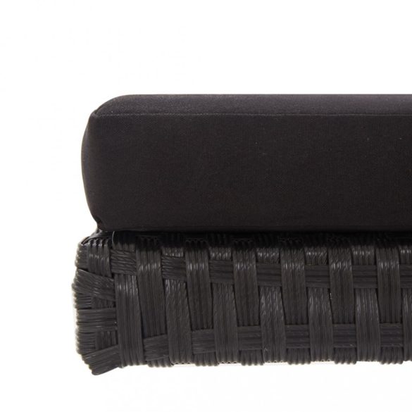 fekete polyrattan kerti pad párnákkal 176 cm