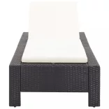 fekete polyrattan napozóágy párnával