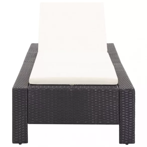fekete polyrattan napozóágy párnával