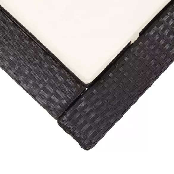 fekete polyrattan napozóágy párnával
