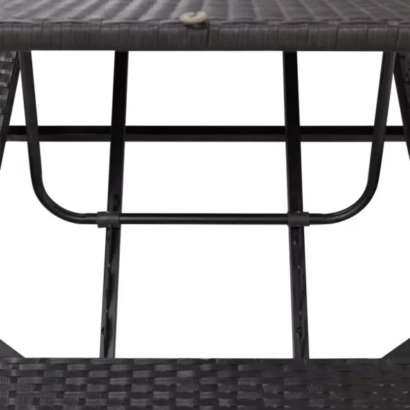 fekete polyrattan napozóágy párnával