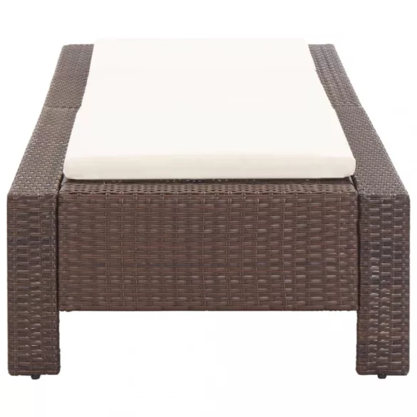 barna polyrattan napozóágy párnával