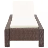 barna polyrattan napozóágy párnával