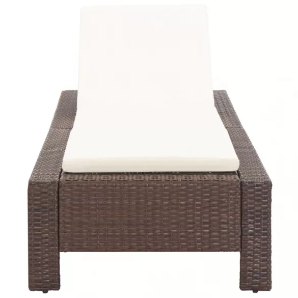 barna polyrattan napozóágy párnával