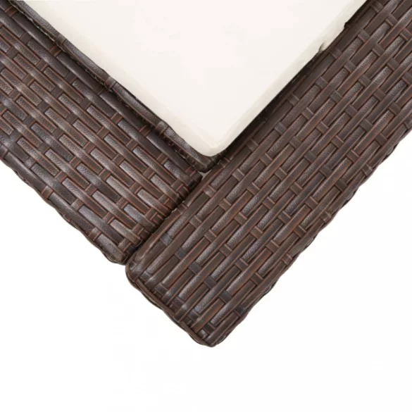 barna polyrattan napozóágy párnával
