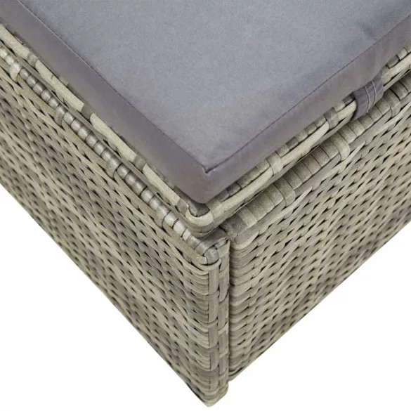 szürke polyrattan napozóágy párnával