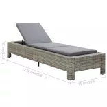 szürke polyrattan napozóágy párnával