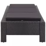 fekete polyrattan napozóágy párnával