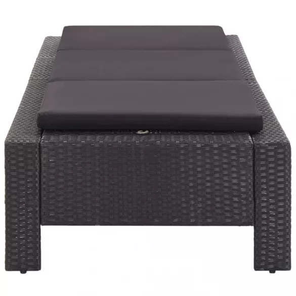 fekete polyrattan napozóágy párnával