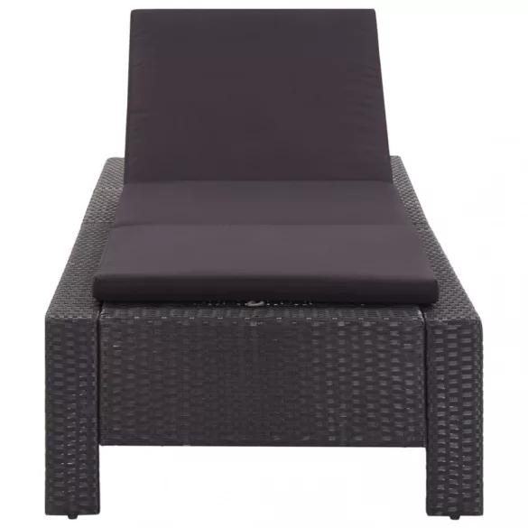 fekete polyrattan napozóágy párnával