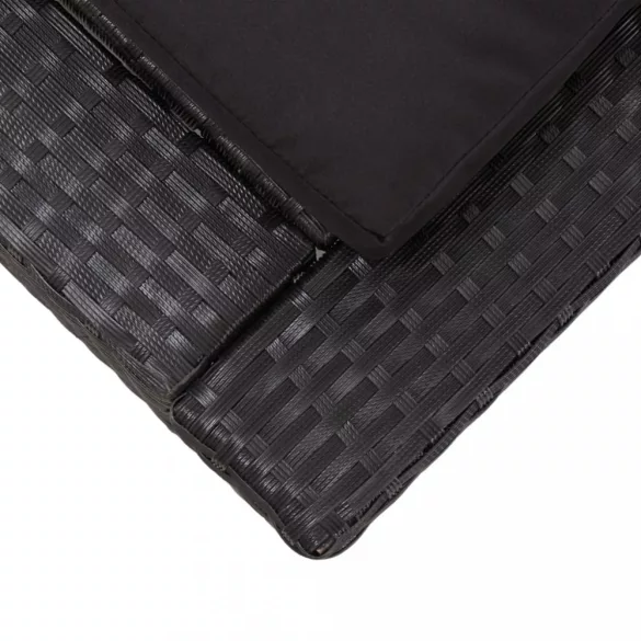fekete polyrattan napozóágy párnával