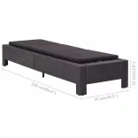 fekete polyrattan napozóágy párnával
