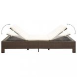 barna kétszemélyes polyrattan napozóágy párnával