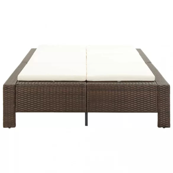 barna kétszemélyes polyrattan napozóágy párnával