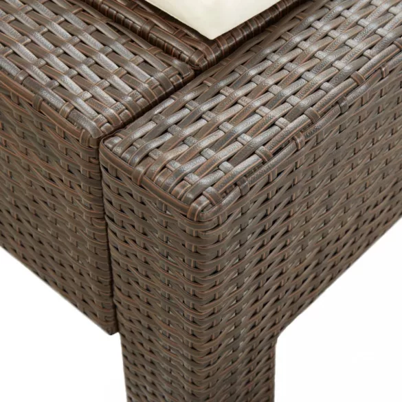 barna kétszemélyes polyrattan napozóágy párnával