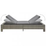 kétszemélyes szürke polyrattan napozóágy párnával