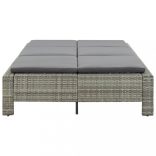 kétszemélyes szürke polyrattan napozóágy párnával