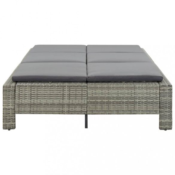 kétszemélyes szürke polyrattan napozóágy párnával