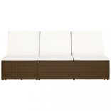 barna polyrattan átalakítható napozóágy párnával