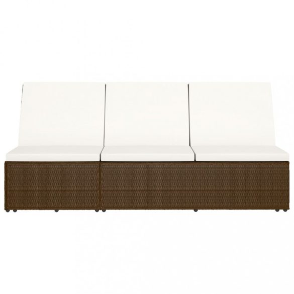 barna polyrattan átalakítható napozóágy párnával