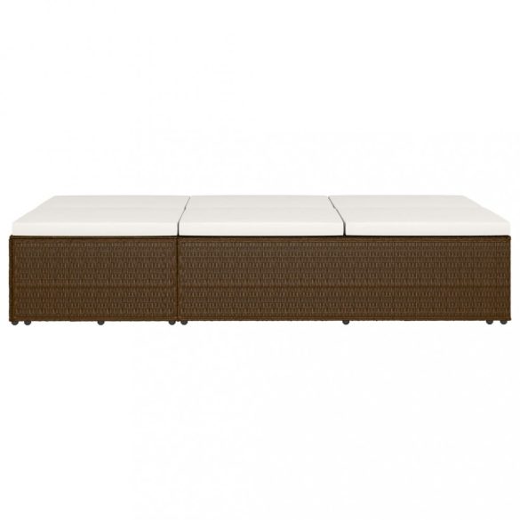 barna polyrattan átalakítható napozóágy párnával