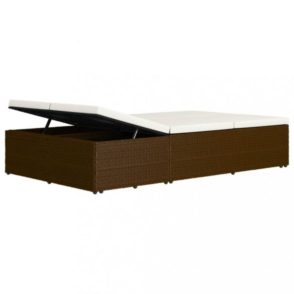 barna polyrattan átalakítható napozóágy párnával