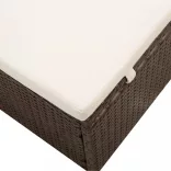 barna polyrattan napozóágy napellenzővel és párnával