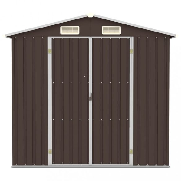 barna horganyzott acél kerti fészer 205 x 129 x 183 cm