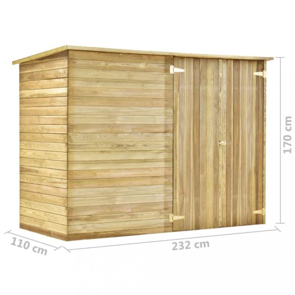 impregnált fenyőfa kerti fészerház 232 x 110 x 170 cm