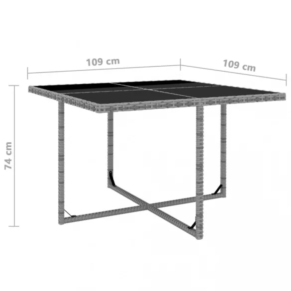 9 részes antracitszürke polyrattan étkezőszett párnákkal