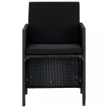 9 részes fekete polyrattan kültéri étkezőszett párnákkal