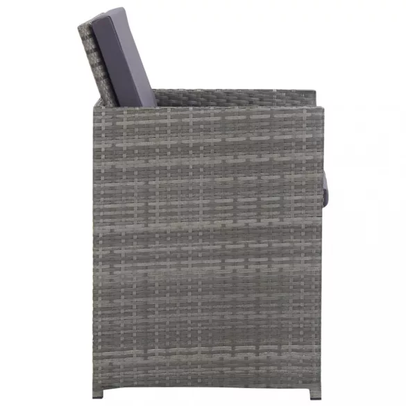 9 részes antracitszürke polyrattan étkezőszett párnákkal