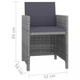 11-részes szürke polyrattan kültéri étkezőszett párnákkal